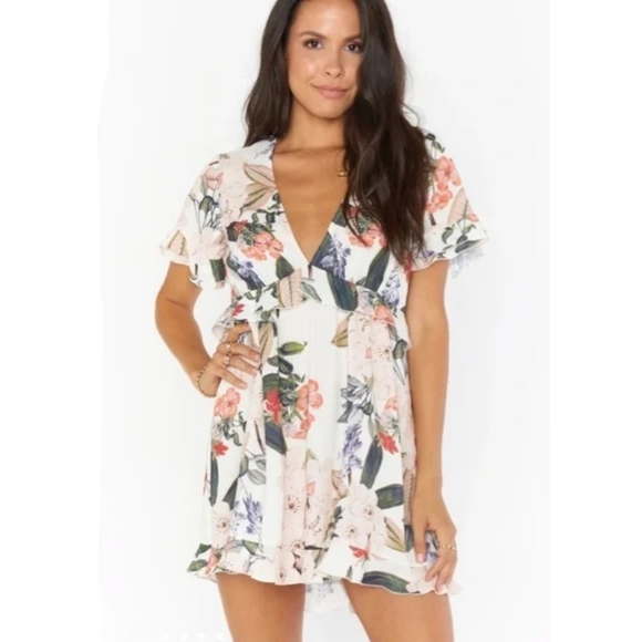 Show Me Your MuMu Dresses & Skirts - Show Me Your Mumu Virginia Floral Print Babydoll Mini Dress White Small